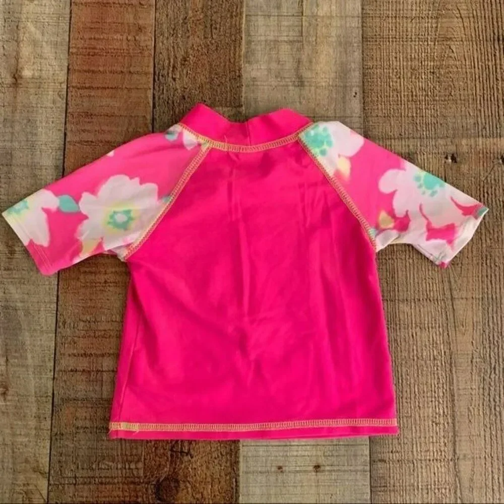 Children’s Place Pink With Flower Swim Shirt rash guard 18-24M